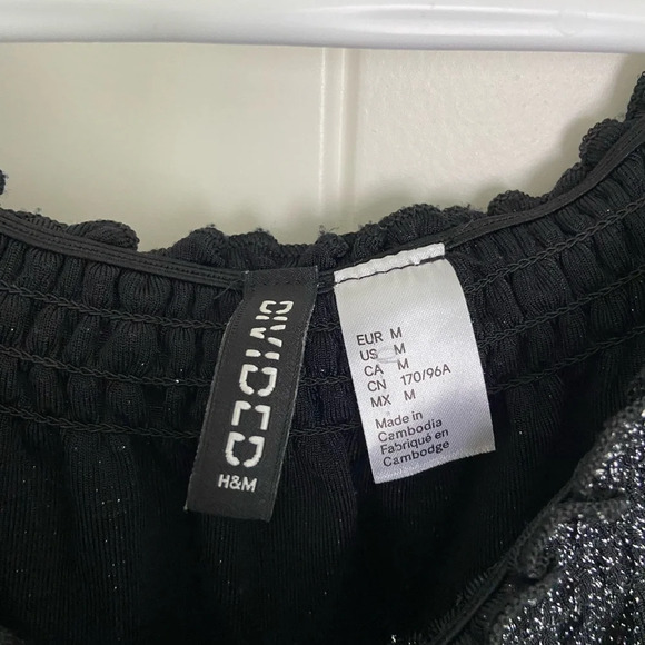 Divided H&M women’s sparkly black off shoulder‎ blouse — medium - Picture 3 of 6